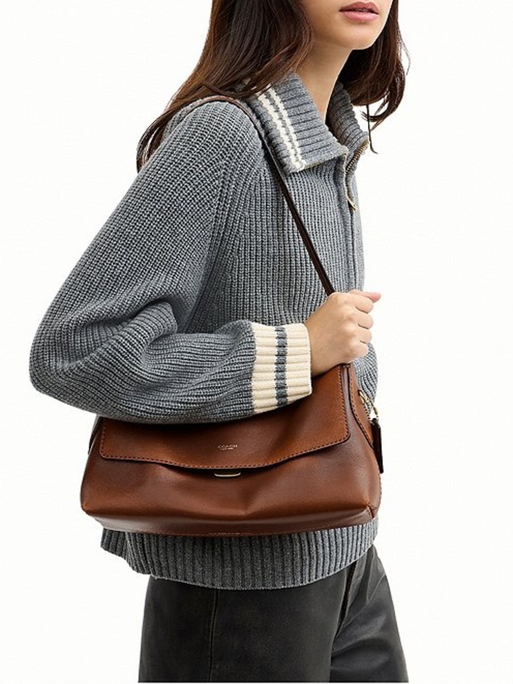 Coach Chelsea 30 Loved Leather Shoulder Bag Brown Pushlock NWT CEN58 - Picture 15 of 16